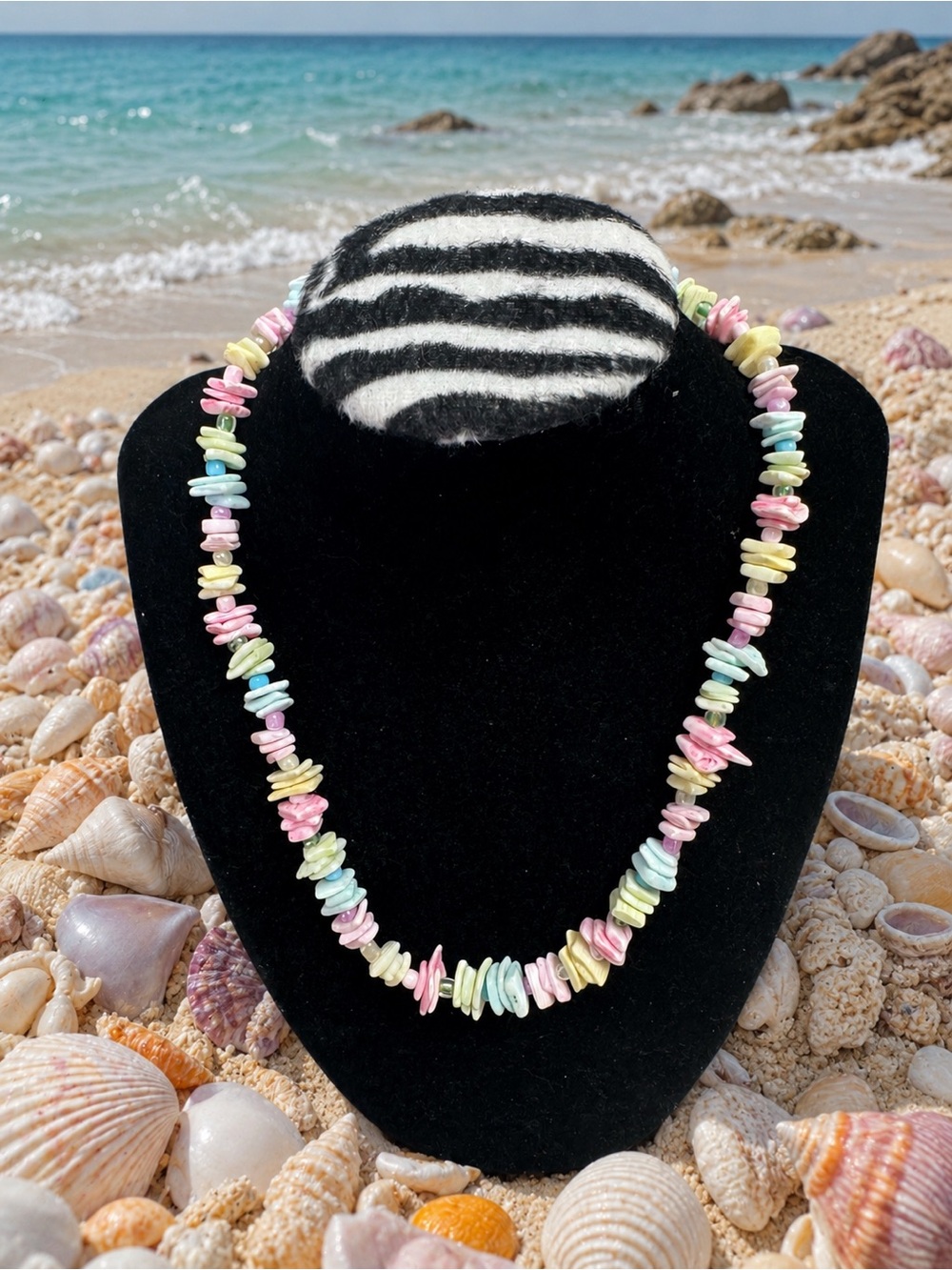 Pastel Multi-Color Shell Chip Necklace - Beachy Summer Style